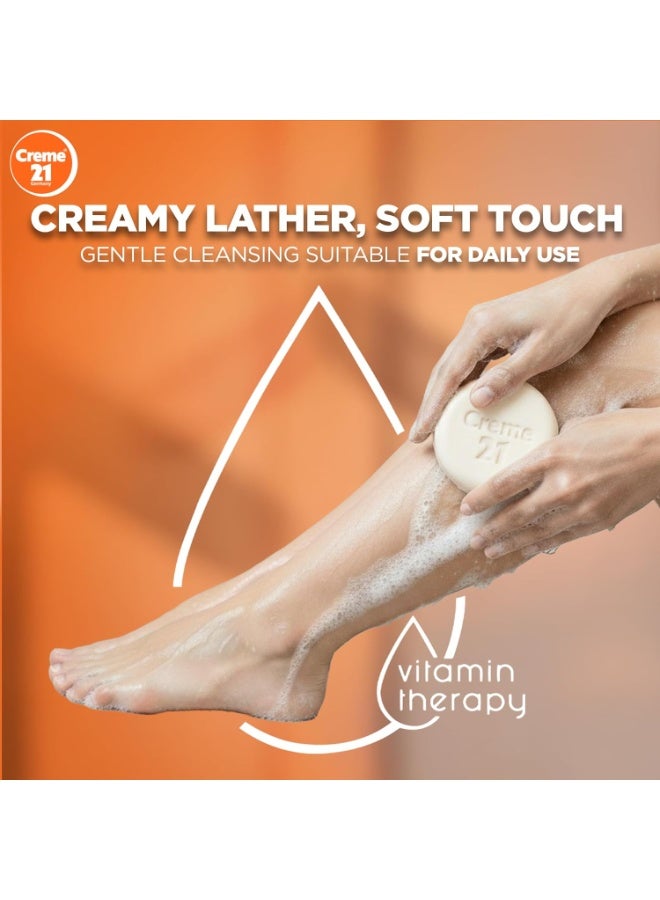 Creme 21 Aqua Soft Moisturising Cream Soap | Natural Cleanser | No Sulfates, No Parabens | With Pro-Vitamin B5 & Rose Water | For Normal Skin | Gentle Hydration | Pack of 3 (125 g Each) - Image 5